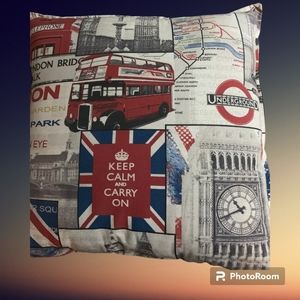 Large cushion with icons and monuments of London 23"X23" Linen